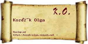 Kozák Olga névjegykártya